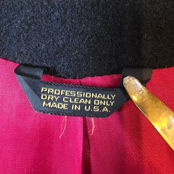 Double Brested Black Wool Trench Coat Red Lined Men's Big Tall Plus 54" Gift USA - Picture 6 of 13